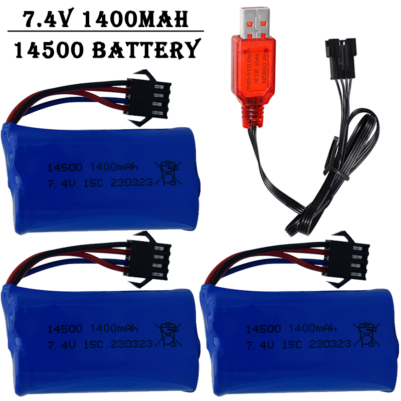 Lipo Battery Charger - 7.4V 1400mAh 14500 Lithium-Ion Battery/With SM4P