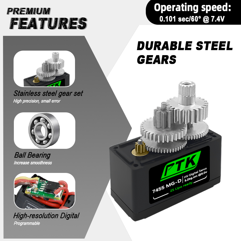 PTK 7455MG-D servo 12g Digital - đánh giá và giá Rc Car Servo